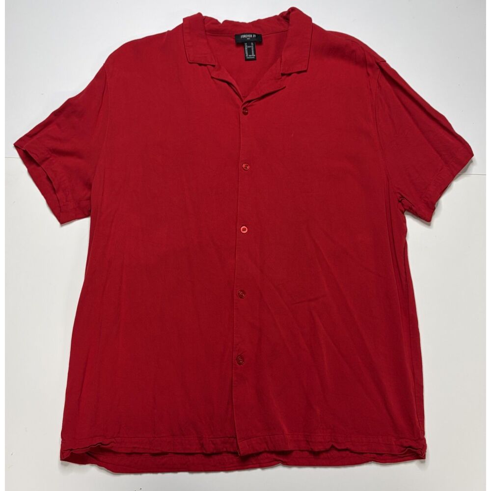 Forever 21Red Button Up Shirt Mens XL